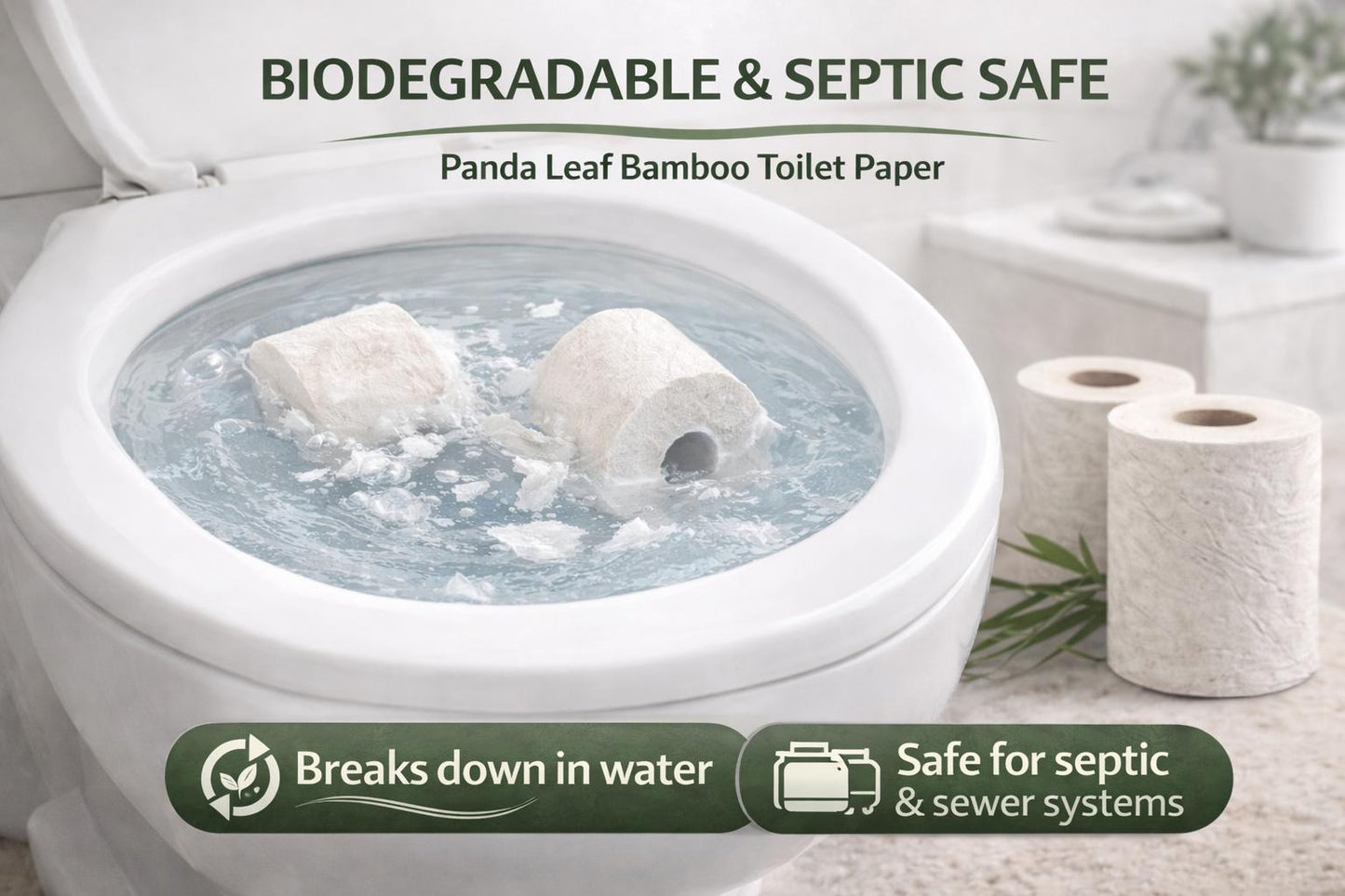 panda leaf premium bamboo toilet paper 24 rolls pack – 3 ply ultra soft & strong, 250 sheets per roll, 10.5x12cm sheets, plastic-free packaging