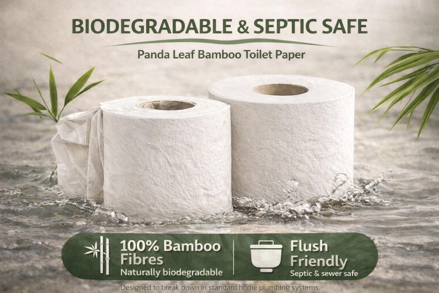 panda leaf premium bamboo toilet paper 45 rolls – 3 ply ultra soft & strong, 250 sheets per roll, extra large sheets, plastic-free packaging, biodegradable & septic safe