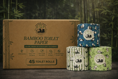Panda Leaf Premium Bamboo Toilet Paper 45 Rolls – 3 Ply Ultra Soft & Strong, 250 Sheets Per Roll, Extra Large Sheets, Plastic-Free Packaging, Biodegradable & Septic Safe