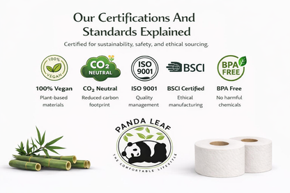 Panda Leaf Premium Bamboo Toilet Paper 24 Rolls Pack – 3 Ply Ultra Soft & Strong, 250 Sheets Per Roll, 10.5x12cm Sheets, Plastic-Free Packaging