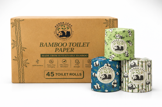 Panda Leaf Premium Bamboo Toilet Paper 45 Rolls – 3 Ply Ultra Soft & Strong, 250 Sheets Per Roll, Extra Large Sheets, Plastic-Free Packaging, Biodegradable & Septic Safe
