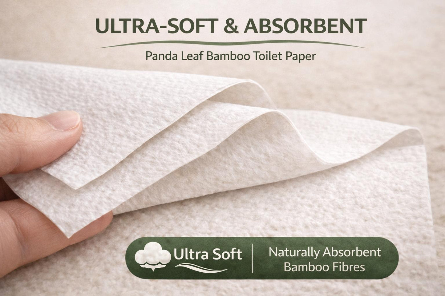 panda leaf premium bamboo toilet paper 45 rolls – 3 ply ultra soft & strong, 250 sheets per roll, extra large sheets, plastic-free packaging, biodegradable & septic safe